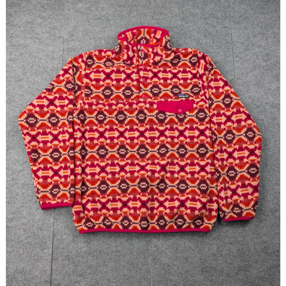 Patagonia Synchilla Snap T Fleece Womens Medium Red Aztec Western Tribal Y2K - Picture 1 of 6